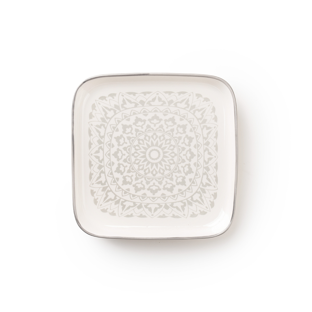 TAKISSO Square Ceramic Plates with Mandala Art Set of 6