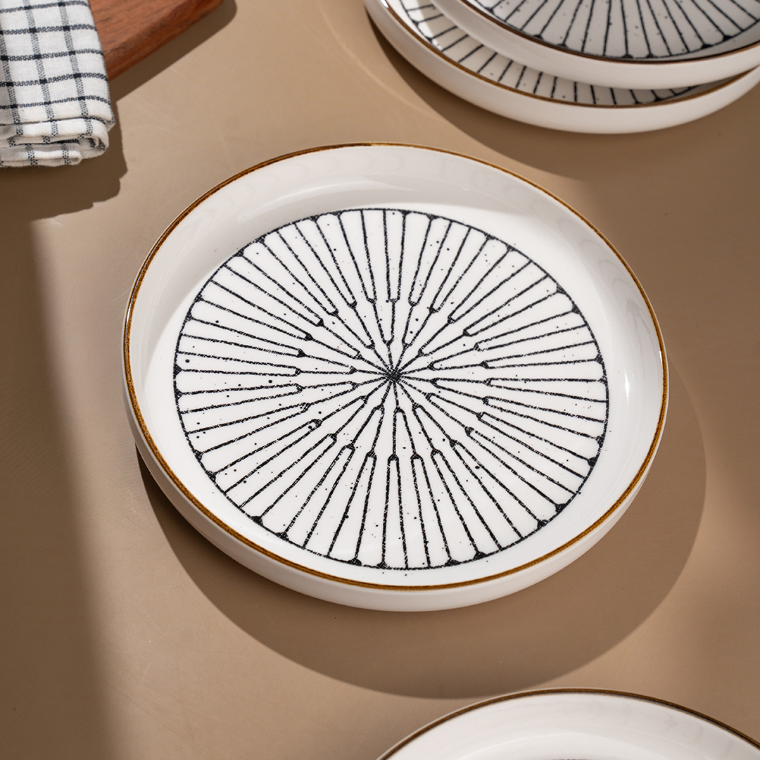 TAKISSO Round Ceramic Plates with Mandala Art Set of 6