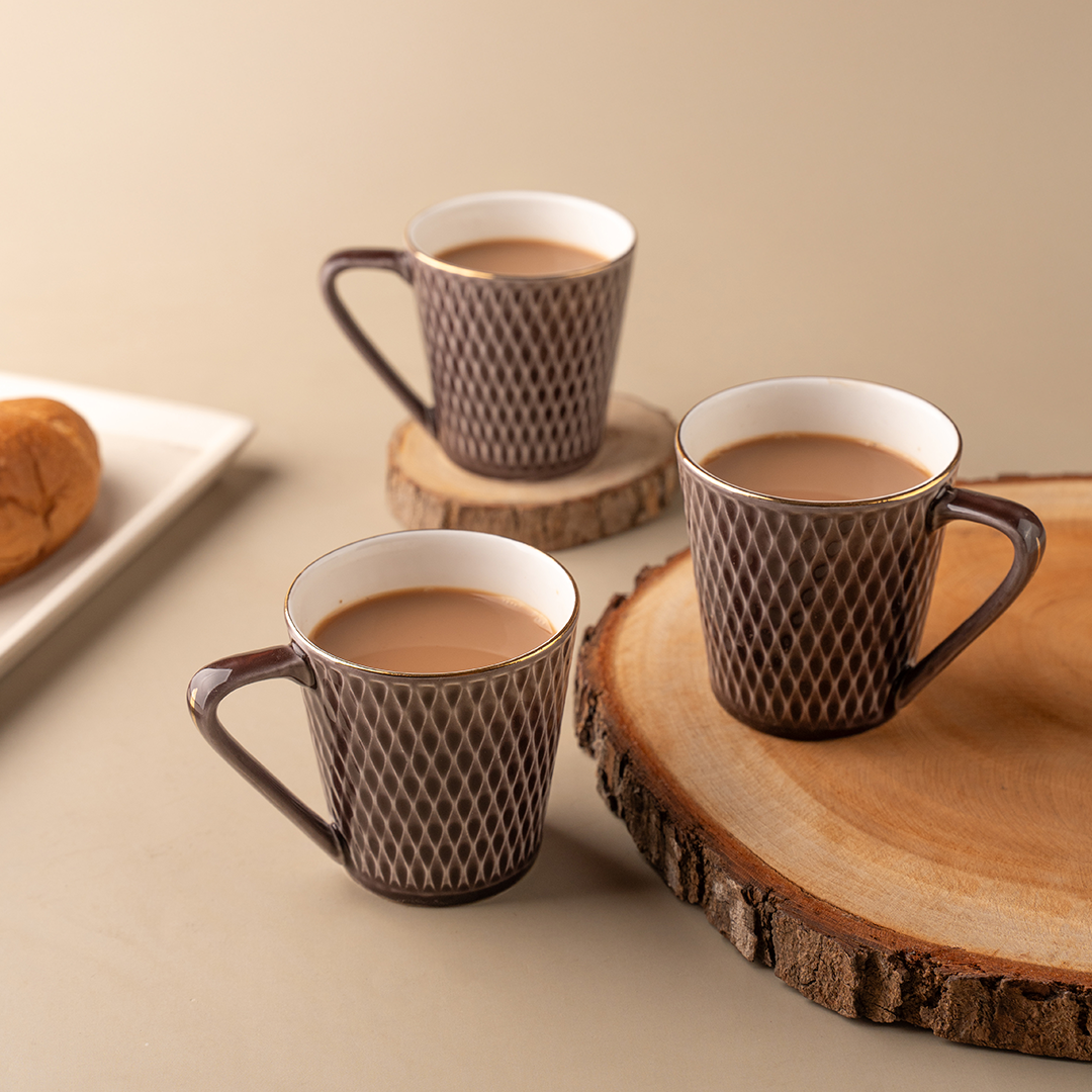 TAKISSO Ceramic Tea-Coffee Mug Set of 6 (180ml)