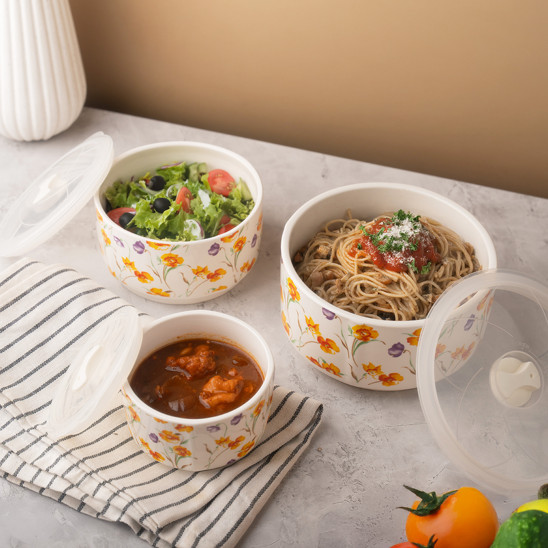 TAKISSO Bowls Food Storage Bowl with Lids (300ml, 600ml & 1000ml)