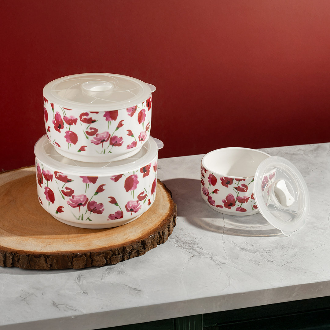 TAKISSO Bowls Food Storage Bowl with Lids (300ml, 600ml & 1000ml)