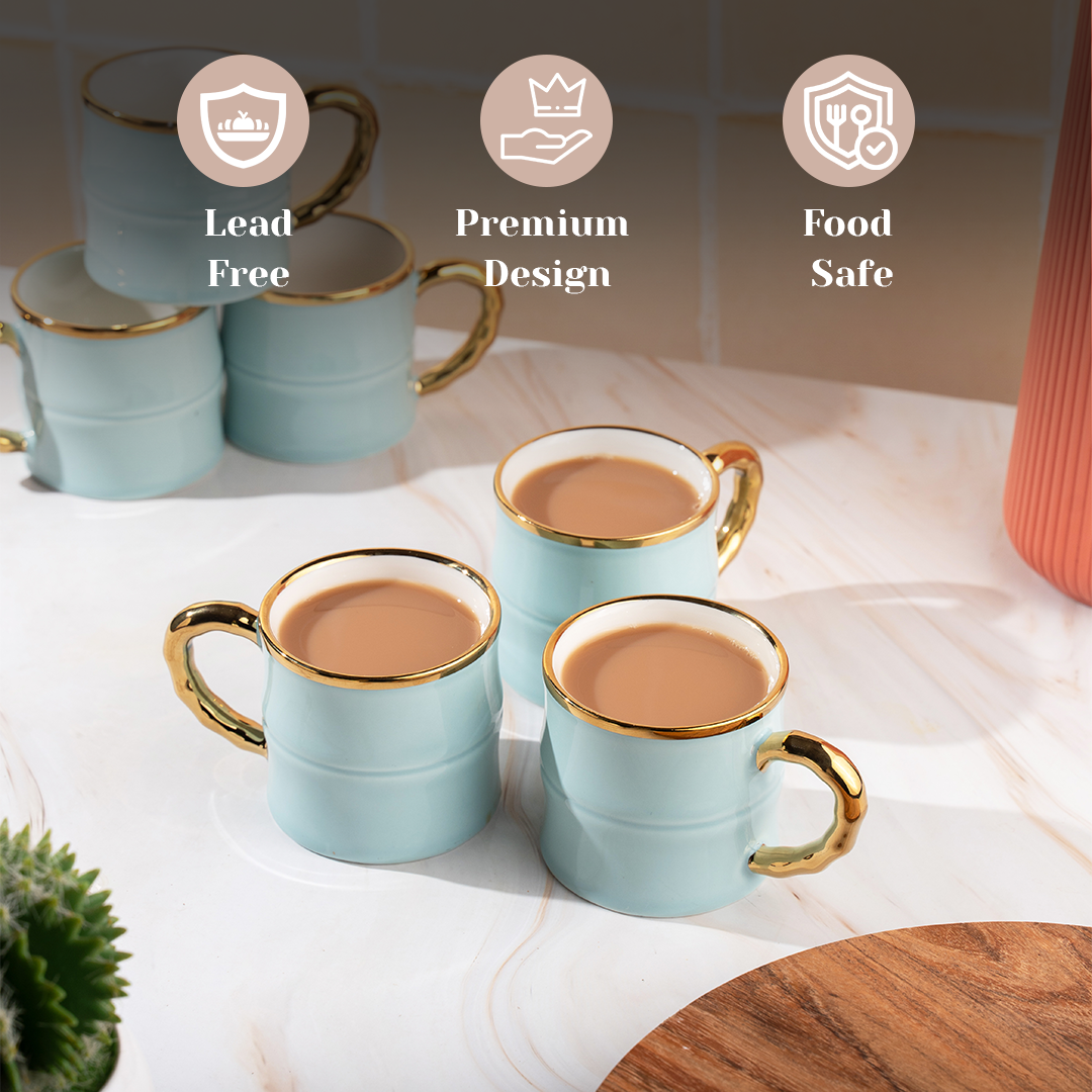 TAKISSO Ceramic Tea-Coffee Cups Set of 6 (180 ml)