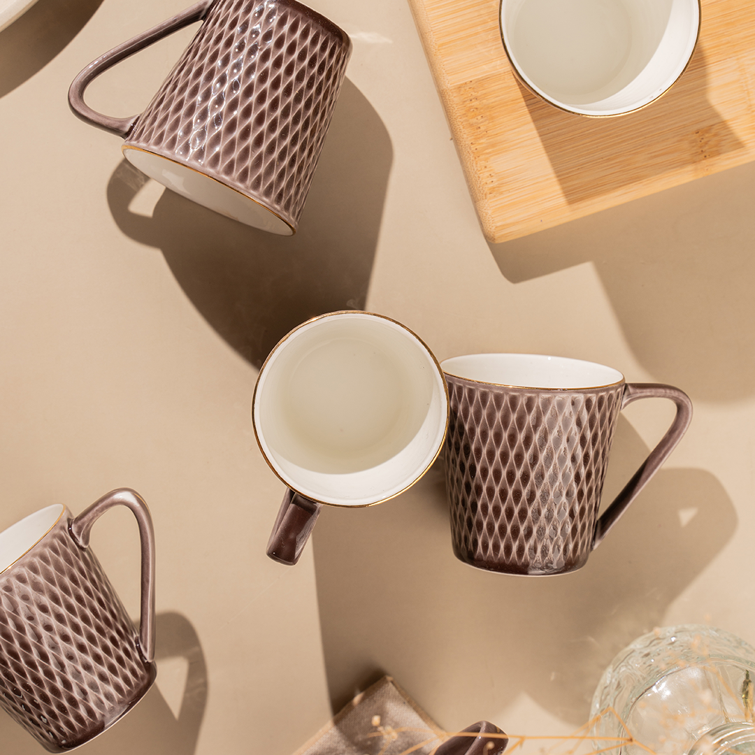 TAKISSO Ceramic Tea-Coffee Mug Set of 6 (180ml)