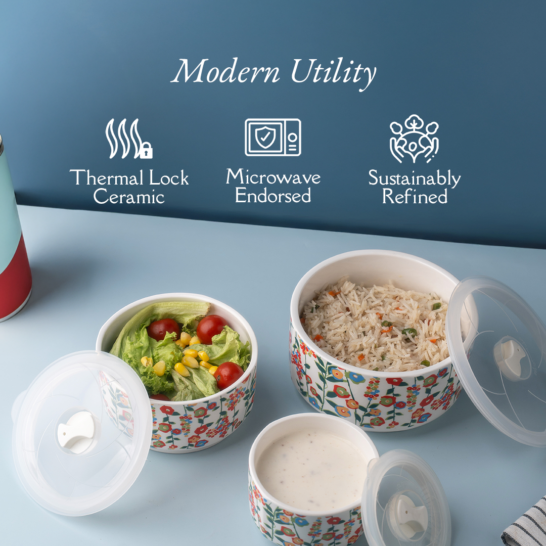 TAKISSO Bowls Food Storage Bowl with Lids (300ml, 600ml & 1000ml)