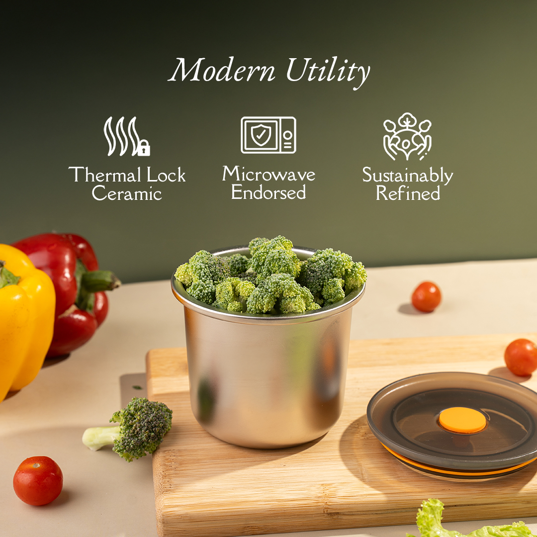 TAKISSO Premium Thermal Lock Stainless Steel Lunch Box Set of 1 (530ml)