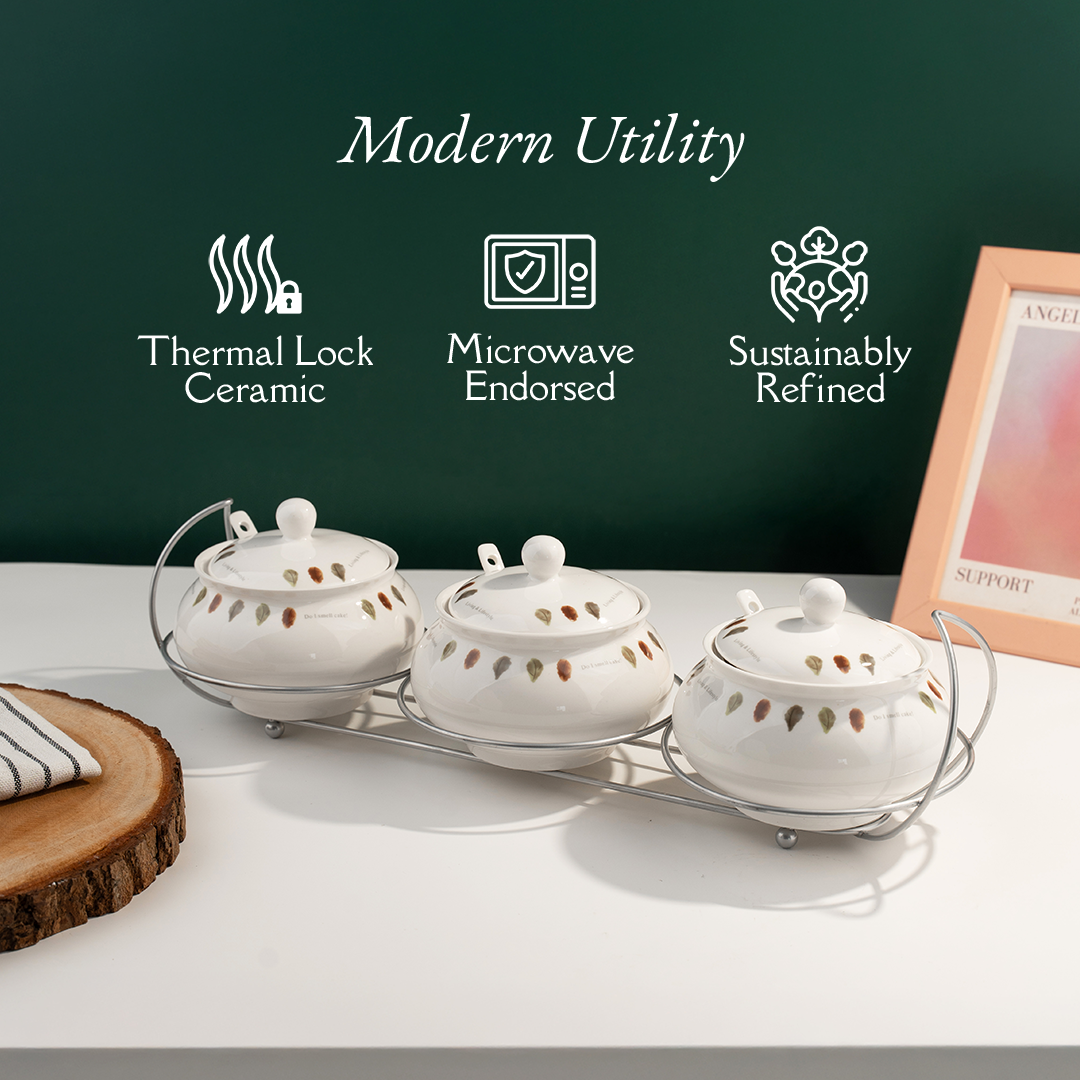 TAKISSO Sugar Bowl with Lid Pack of 3 (350ml)