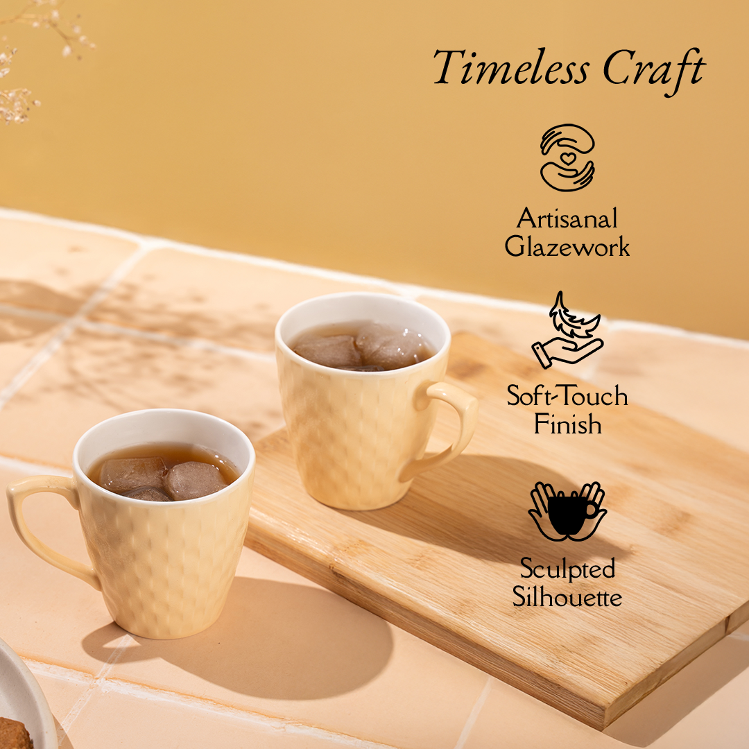 TAKISSO Heat-Resistant Ceramic Tea-Coffee Mug Set of 6 (180ml)