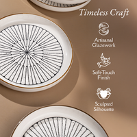 TAKISSO Round Ceramic Plates with Mandala Art Set of 6