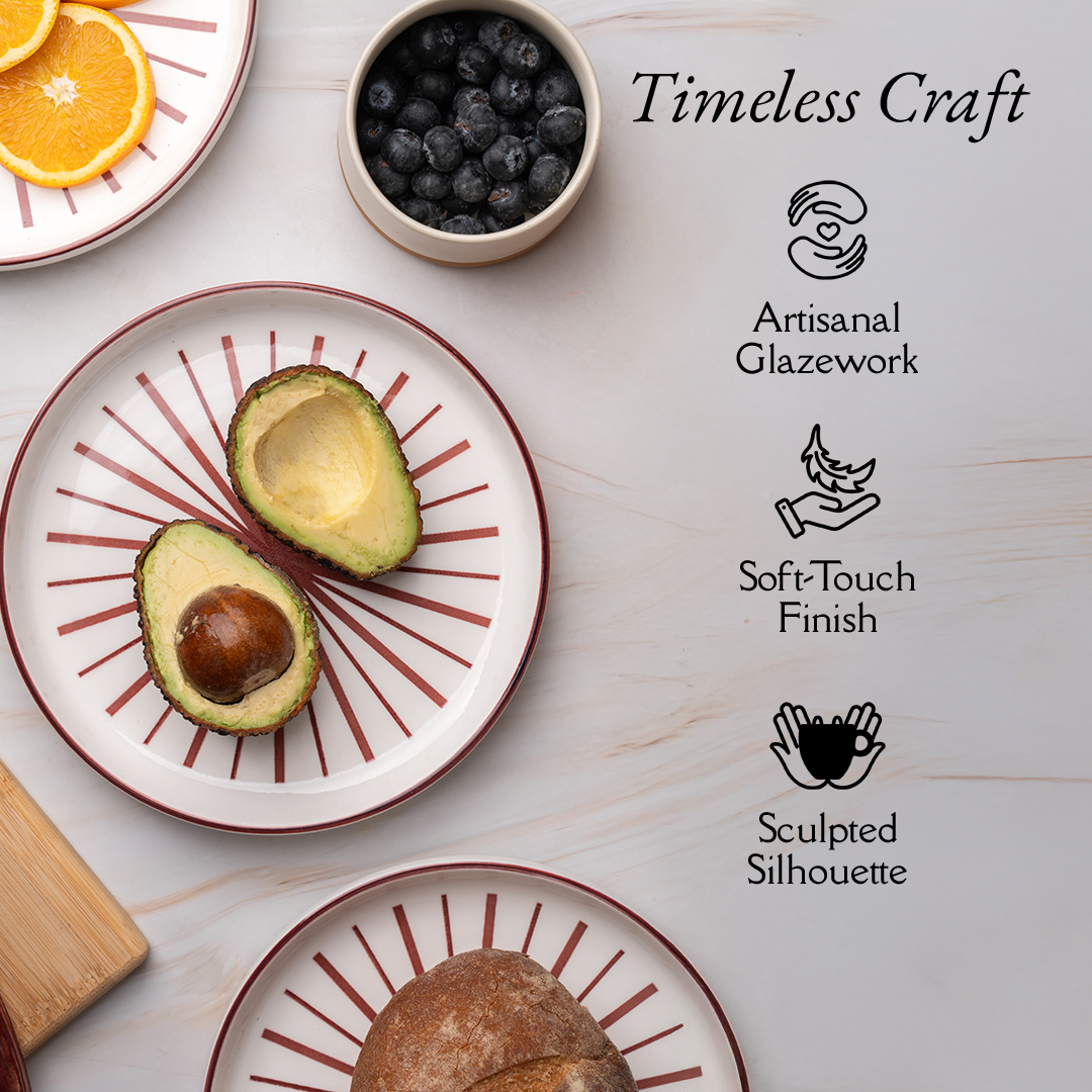 TAKISSO Round Ceramic Plates with Mandala Art Set of 6