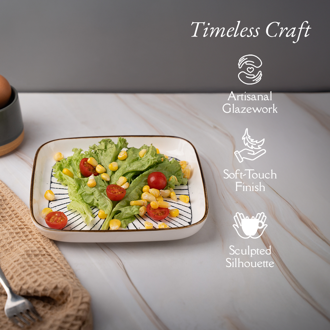 TAKISSO Square Ceramic Plates with Mandala Art Set of 6