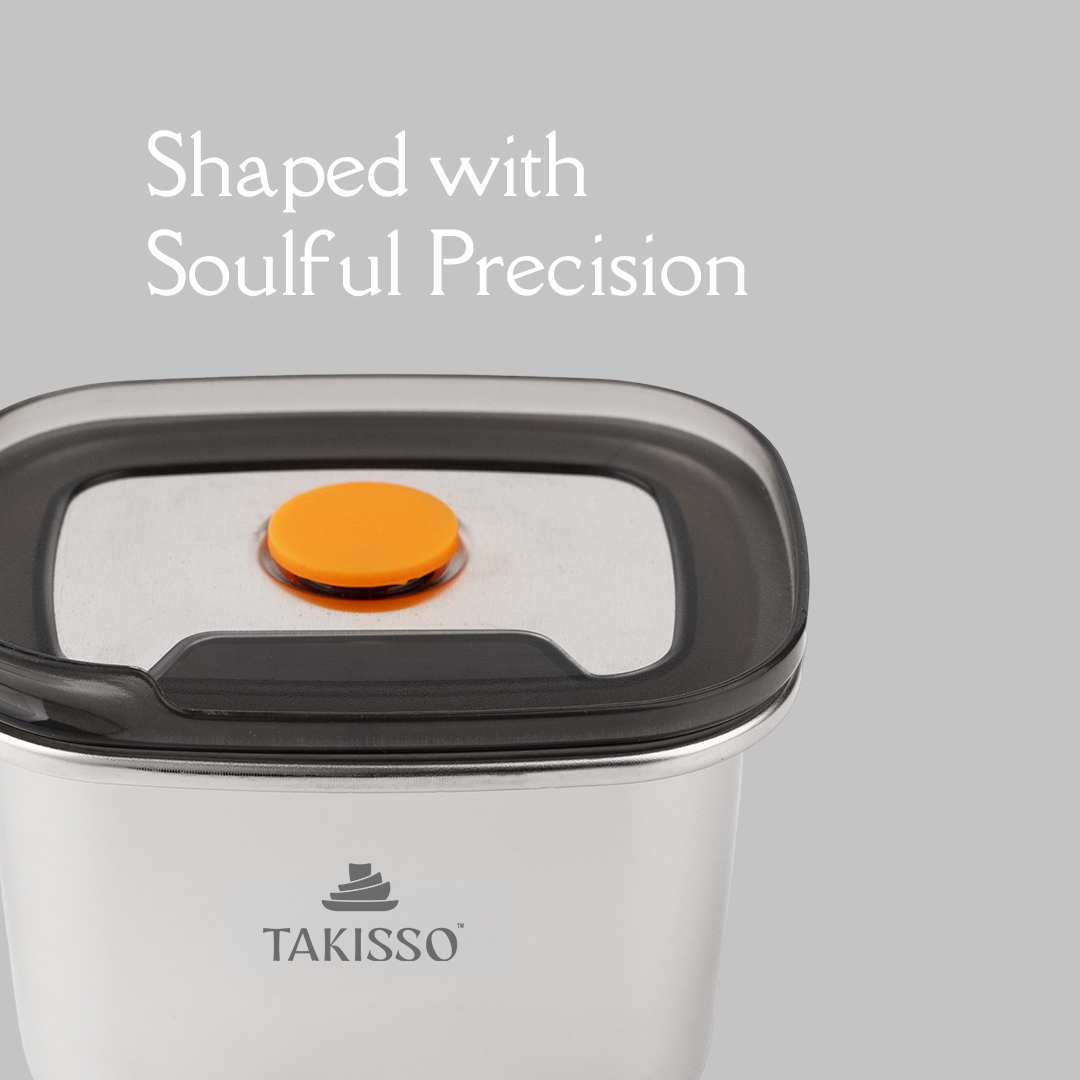 TAKISSO Premium Thermal Lock Stainless Steel Lunch Box Set of 1 (450ml)