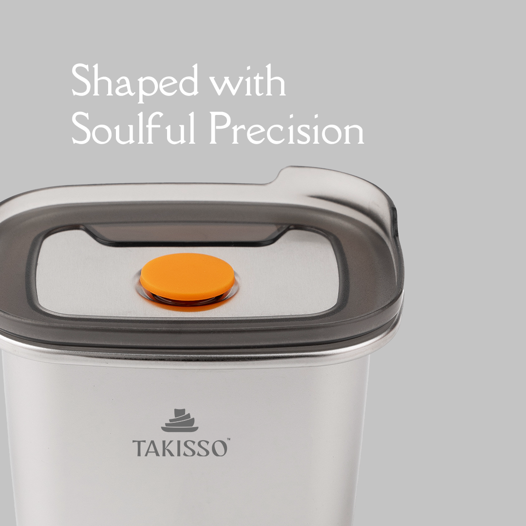 TAKISSO Premium Thermal Lock Stainless Steel Lunch Box Set of 1 (550ml)