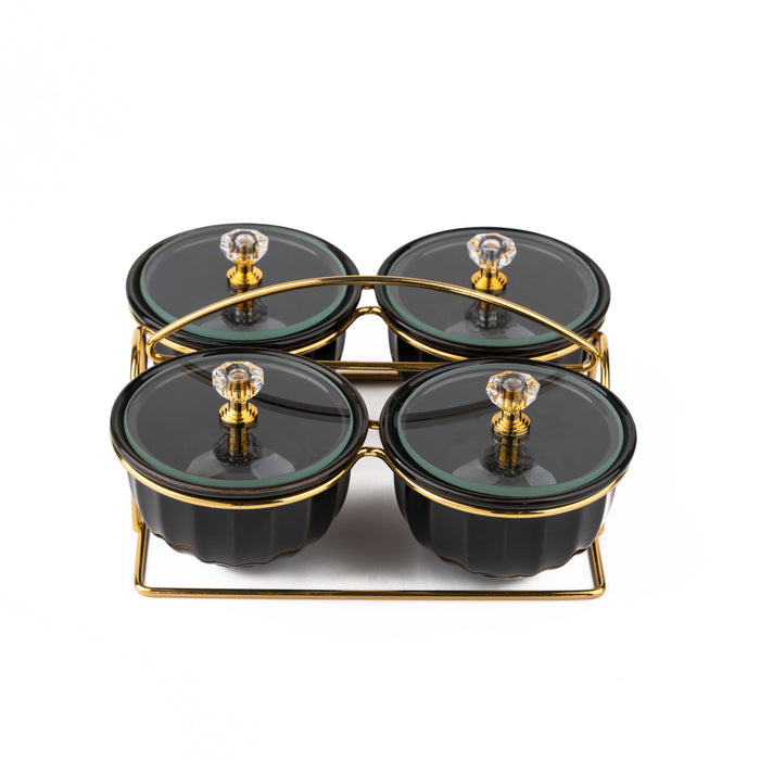 TAKISSO Bowl Jar Set of 4 Pc Ceramic Set (Jar with Lid) 150ml
