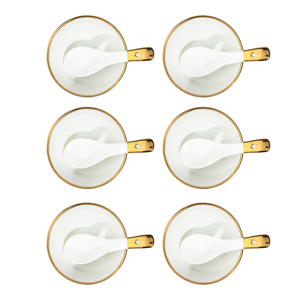 TAKISSO Soup Bowl Set of 6 Pc Ceramic Set (Bowls with Spoons) 300ml