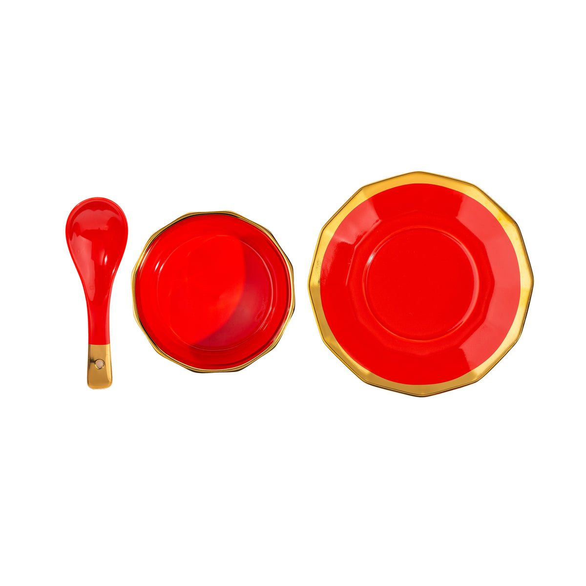 TAKISSO Soup Bowl Set of 6-18 Pc Ceramic Set (Bowls, Spoons, Saucers) 340ml