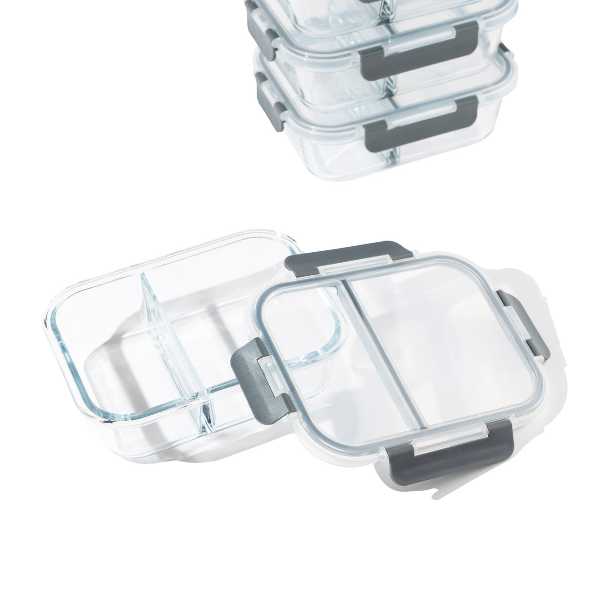 TAKISSO Set of 4 Borosilicate Glass Lunch Boxes (1050ml)