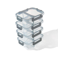 TAKISSO Set of 4 Borosilicate Glass Lunch Boxes (1050ml)