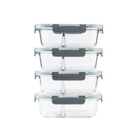 TAKISSO Set of 4 Borosilicate Glass Lunch Boxes (1050ml)