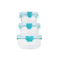 TAKISSO Borosilicate Glass Lunch Box Set of 3 (300 ml, 500 ml, 765 ml)