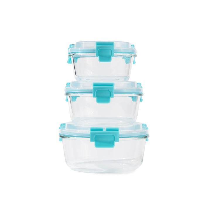 TAKISSO Borosilicate Glass Lunch Box Set of 3 (300 ml, 500 ml, 765 ml)