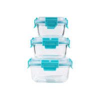 TAKISSO Borosilicate Glass Lunch Box Set of 3 (300 ml, 500 ml, 765 ml)