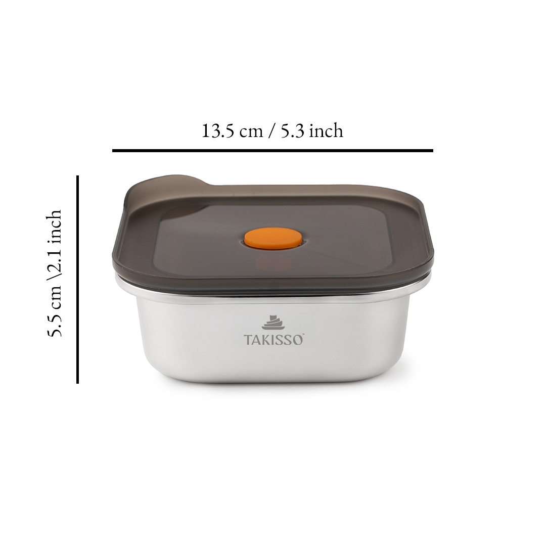 TAKISSO Premium Thermal Lock Stainless Steel Lunch Box Set of 1 (500ml)