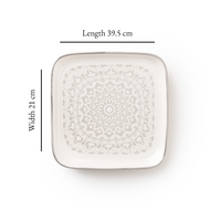 TAKISSO Square Ceramic Plates with Mandala Art Set of 6