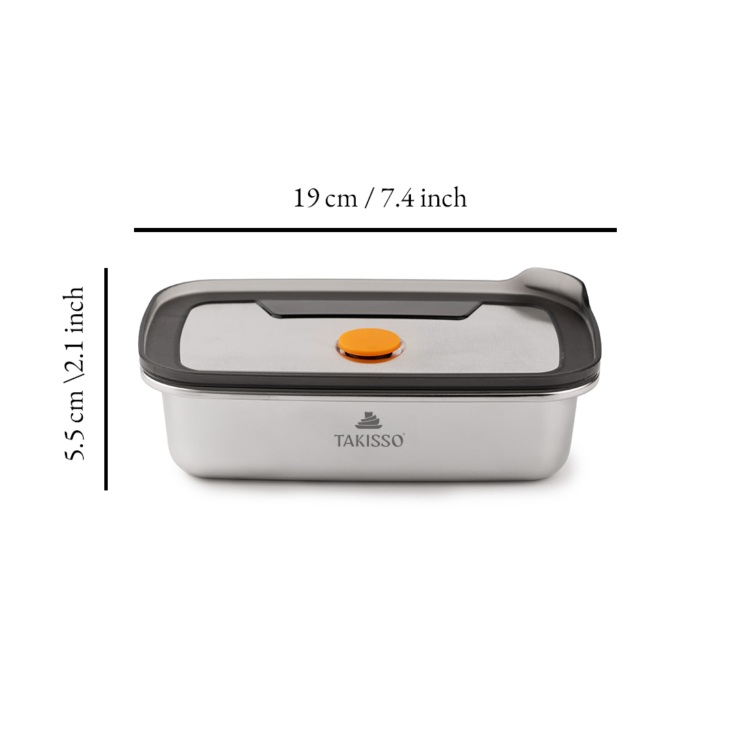 TAKISSO Premium Thermal Lock Stainless Steel Lunch Box Set of 1 (600ml)