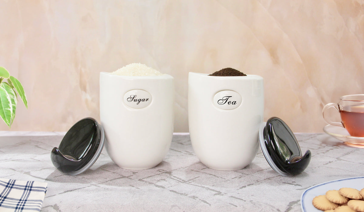 TAKISSO Aesthetic Kitchen Décor Ceramic Canister Set of 2 (1200ml)