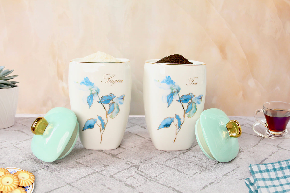 TAKISSO Kitchen Décor Ceramic Canister Set of 2 (1200ml)