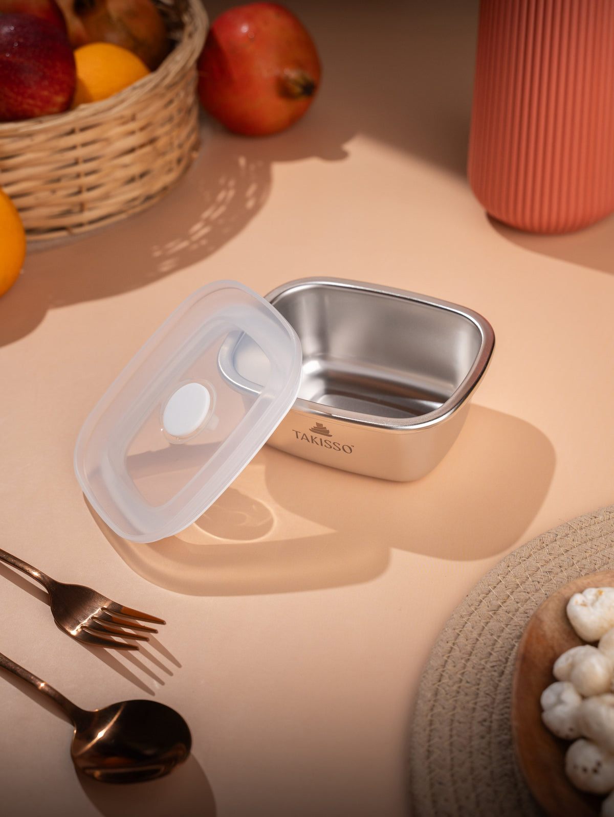 TAKISSO Rectangle - Small - 250ml Microwave Safe Container (With Push-Pull Airtight Mechanism)