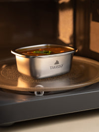 TAKISSO Rectangle - Small - 250ml Microwave Safe Container (With Push-Pull Airtight Mechanism)