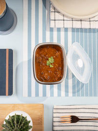 TAKISSO Rectangle - Tall - 550ml Microwave Safe Container (With Push-Pull Airtight Mechanism)