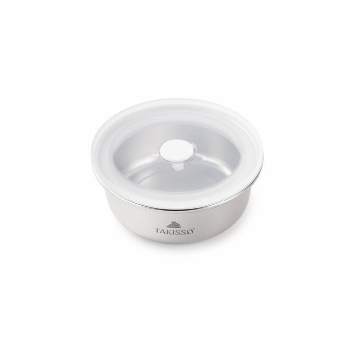 TAKISSO Round - Flat - 450ml Microwave Safe Container (With Push-Pull Airtight Mechanism)