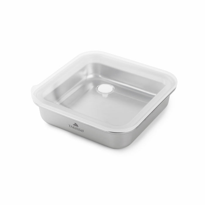 TAKISSO Square - Flat - 1200ml Microwave Safe Container (With Push-Pull Airtight Mechanism)