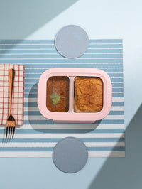 TAKISSO 2-Partition - 600ml - Microwave Safe Container / Tiffin / Lunch Box