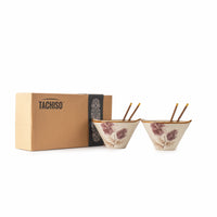 TAKISSO Porcelain Ramen Bowl Set (2 Bowls + 2 Chopstick)